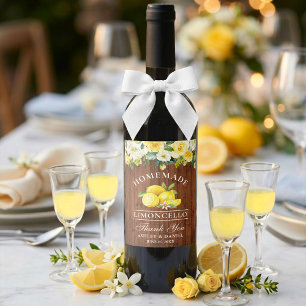 Limoncello Citroner Blommig Träflasketiketter Vinflaska Etikett