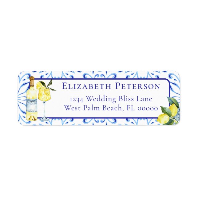 Limoncello Citroner Italiensk Cocktail Returadress Returadress Etikett (Framsidan)