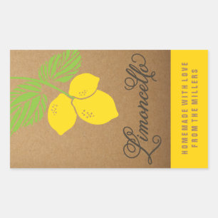 Limoncello-etikett, liten rektangulär citrondetike rektangulärt klistermärke