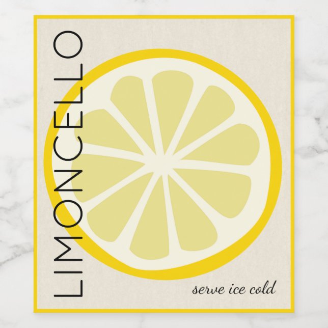 Limoncello-etikett med Lemon-bild | Vinflaska Etikett (Singel etikett)
