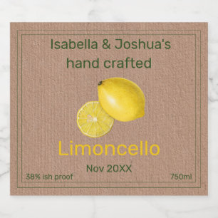 Limoncello-etikett på Kraftfärgat papper Spritflaskor Etikett