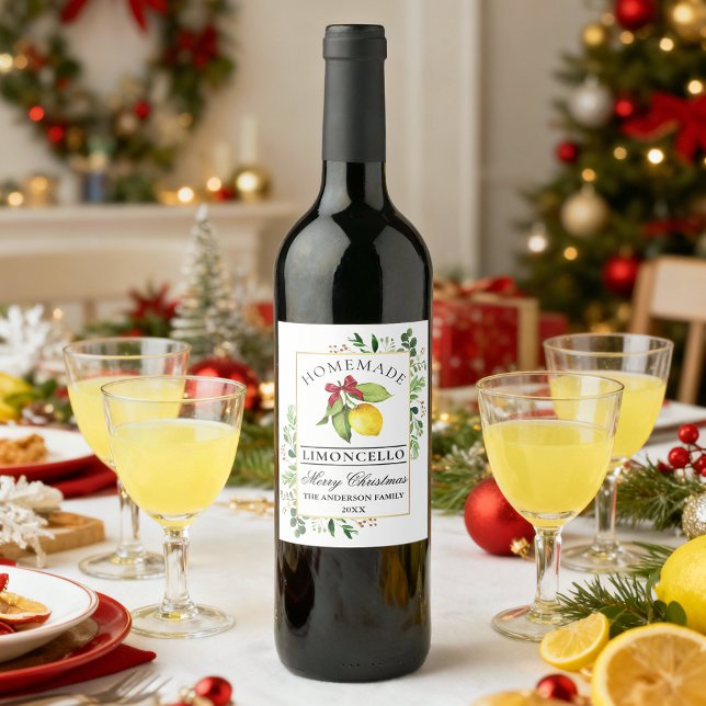Limoncello Greenery jul Flaska-etiketter Vinflaska Etikett (Customize to change text style or text size.)