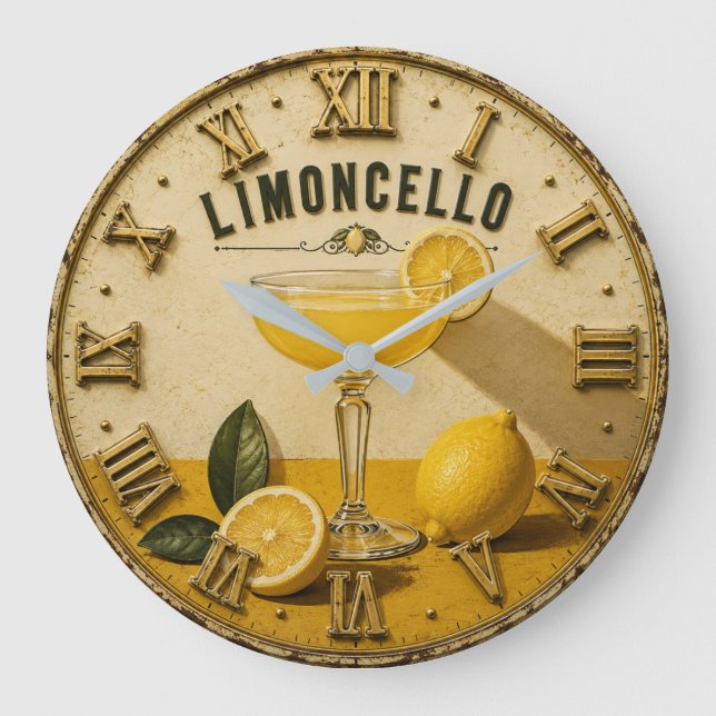 Limoncello Italian Lemon Cocktail Bar Stor Klocka (Framsida)