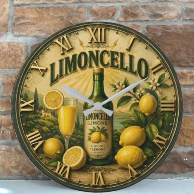 Limoncello Italian Lemon Kitchen Mediterranean Bar Stor Klocka (Skapare uppladdad)