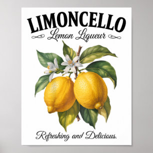 Limoncello Italien Vintage Uppfriskande Citron Sem Poster