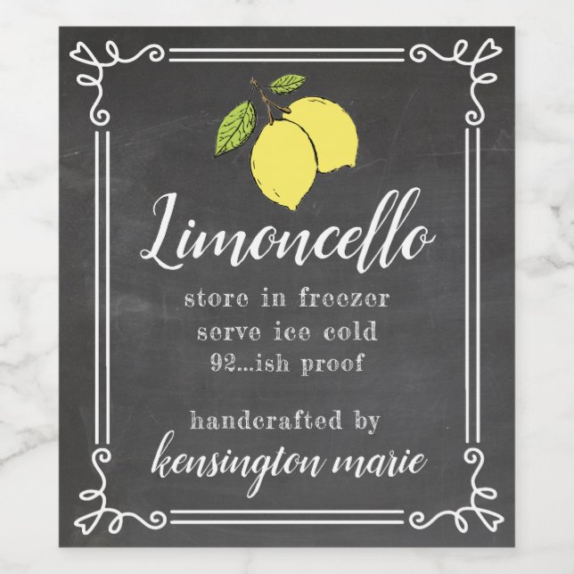 Limoncello Krita Utseende Hög Flasketikett | Hemma Vinflaska Etikett (Singel etikett)