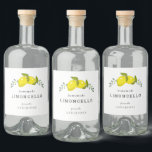 Limoncello Lemon Blommigt White Spritflaskor Etikett<br><div class="desc">Den här eleganten och den enkla etiketten "homemade limoncello" flaska har en vit bakgrund med citroner,  vita blommor och grönt löv. Anpassa den efter dina behov. Du hittar fler röda pandaprodukter i min affär.</div>