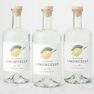 Limoncello Lemon Blommigt White Spritflaskor Etikett
