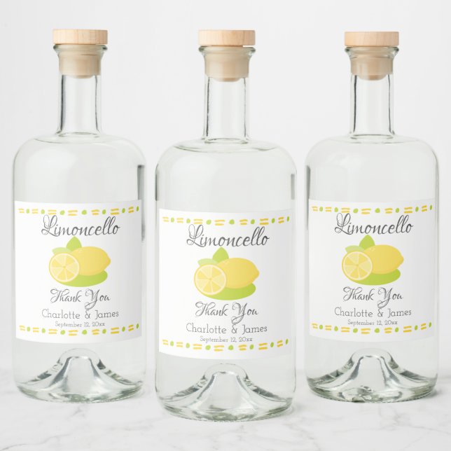 Limoncello Lemon Fruit Personlig Tack Spritflaskor Etikett (Flaskor)