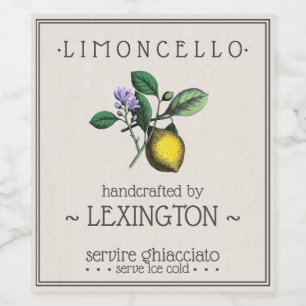 Limoncello Lemon Illustration Tall Flaska-etikett Vinflaska Etikett