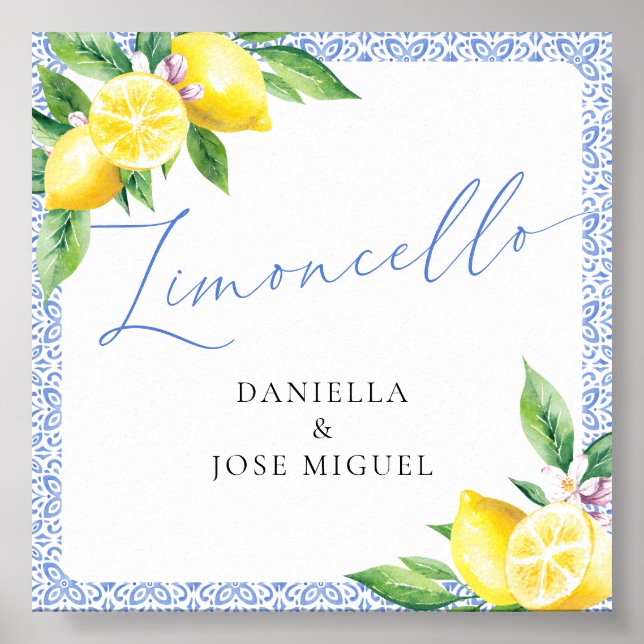 Limoncello Lemon Positano Italiano Bröllop Poster (Framsidan)
