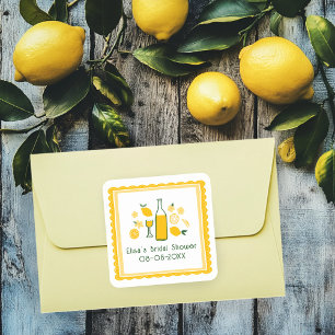 Limoncello Lemonad Citron BRUD Bröllopsfest Fyrkantigt Klistermärke