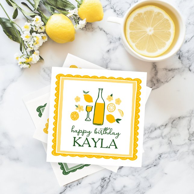 Limoncello Lemonad Citron PERSONLIG Födelsedag Pappersservett (Limoncello Lemonade Lemon CUSTOM Birthday Napkins
)
