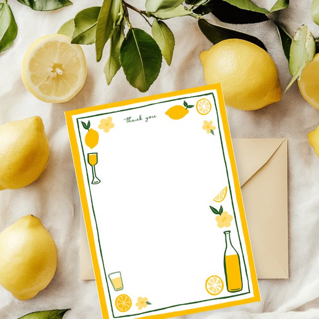 Limoncello Lemonad Citron PERSONLIGT Anpassad Tack Kort (Limoncello Lemonade Lemons CUSTOM Birthday Personalized Stationery Thank You Note Card
)