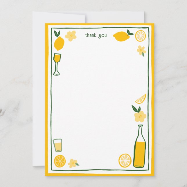 Limoncello Lemonad Citroner SPECIAL Anpassad Brudt Tack Kort (Framsida)