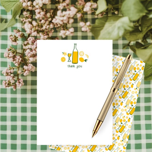 Limoncello Lemonad Citroner SPECIALT Bröllopsfest  Tack Kort (Limoncello Lemonade Lemons CUSTOM Bridal Shower Thank You Note Card
)