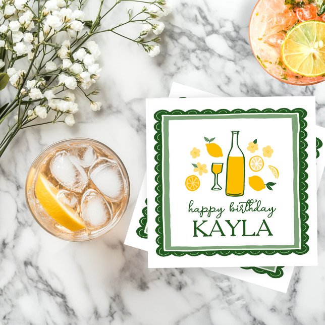 Limoncello Lemonade Lemon ANPASSNINGSBAR Birthday Pappersservett (Limoncello Lemonade Lemon CUSTOM Birthday Napkins
)