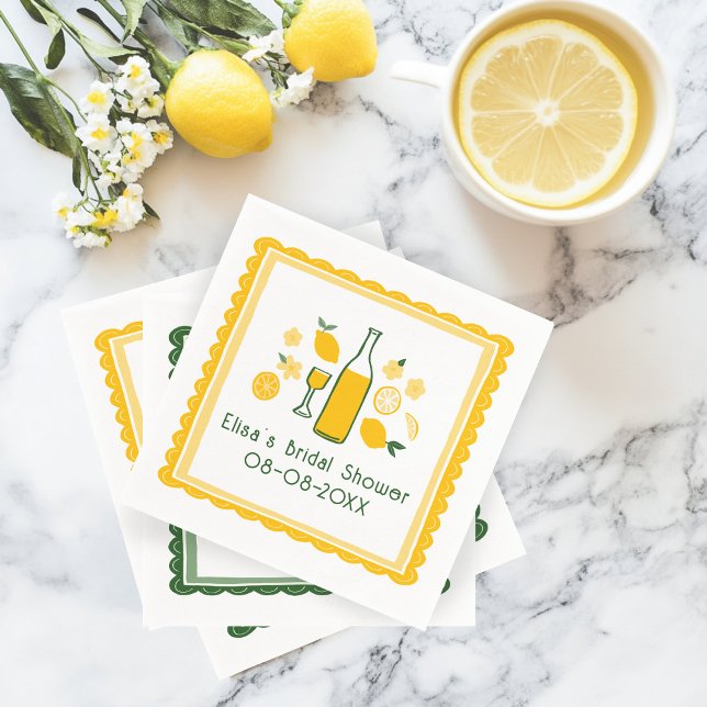 Limoncello Lemonade Lemon ANPASSNINGSBAR Möhippa Pappersservett (Limoncello Lemonade Lemon CUSTOM Bridal Shower Napkins
)