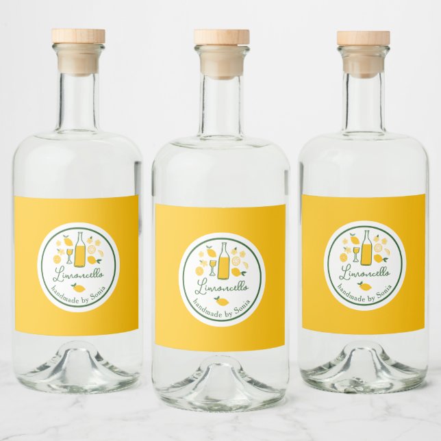 Limoncello Lemonade Lemon Handmade Craft ANPASSNIN Spritflaskor Etikett (Flaskor)