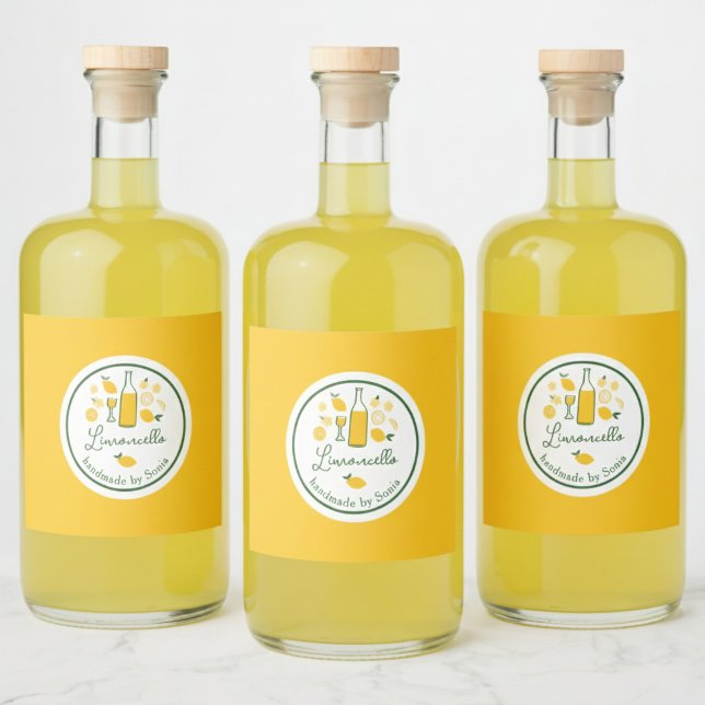 Limoncello Lemonade Lemon Handmade Craft ANPASSNIN Spritflaskor Etikett (Limoncello Lemonade Lemon Handmade Craft CUSTOM Liquor Bottle Label
)