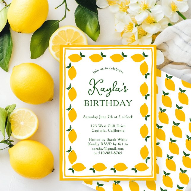 Limoncello Lemons ANPASSNINGSBAR Cute BIRTHDAY PAR Inbjudningar (Limoncello Lemons CUSTOM Cute Adult Child BIRTHDAY PARTY Invitation
)
