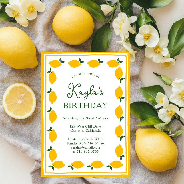 Limoncello Lemons ANPASSNINGSBAR Cute BIRTHDAY PAR Inbjudningar (Limoncello Lemons CUSTOM Cute Adult or Child BIRTHDAY PARTY Invitation
)