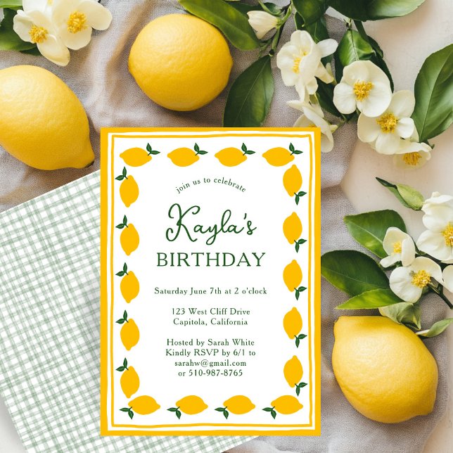 Limoncello Lemons ANPASSNINGSBAR Cute BIRTHDAY PAR Inbjudningar (Limoncello Lemons CUSTOM Cute BIRTHDAY PARTY Invitation
)