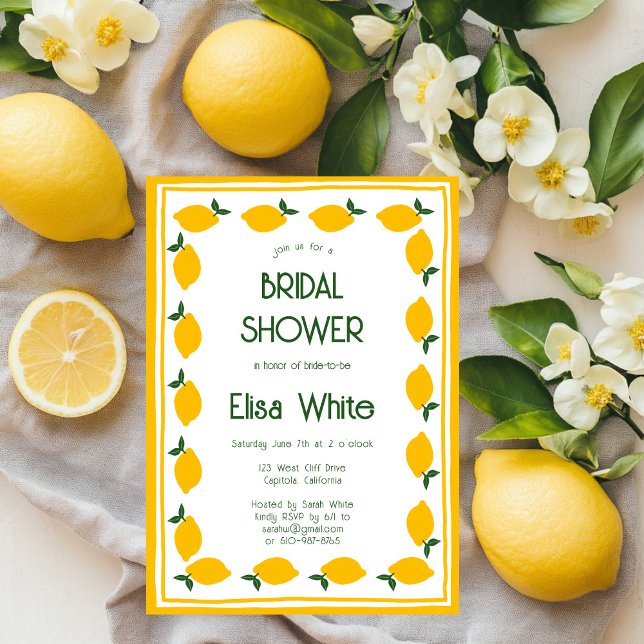 Limoncello Lemons ANPASSNINGSBAR Cute Möhippa Inbjudningar (Limoncello Lemons CUSTOM Cute Bridal Shower Invitation
)