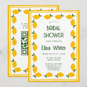 Limoncello Lemons ANPASSNINGSBAR QR-kodMöhippa Inbjudningar
