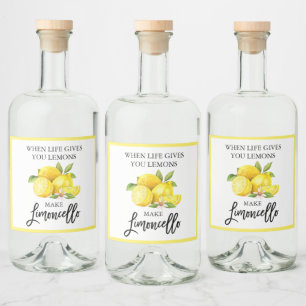 Limoncello Lemons för moderna penselskript Spritflaskor Etikett
