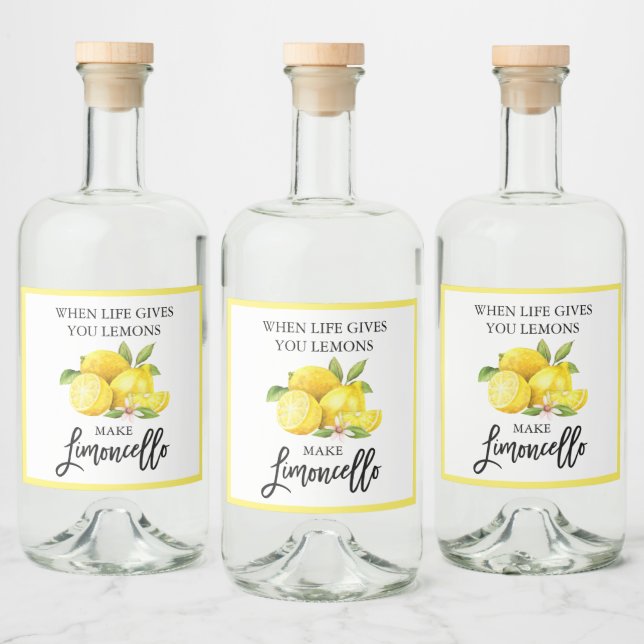 Limoncello Lemons för moderna penselskript Spritflaskor Etikett (Flaskor)