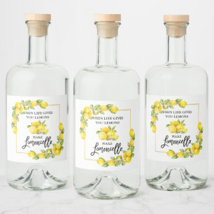 Limoncello Lemons för penselskript Spritflaskor Etikett
