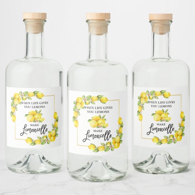 Limoncello Lemons för penselskript Spritflaskor Etikett (Flaskor)