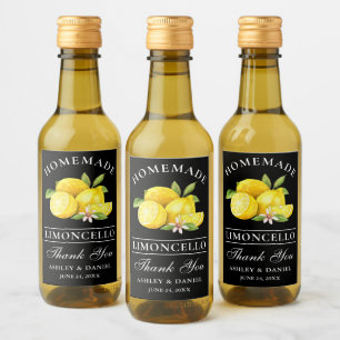 Limoncello Lemons tack Black Mini Flaska-etiketter Vinetikett
