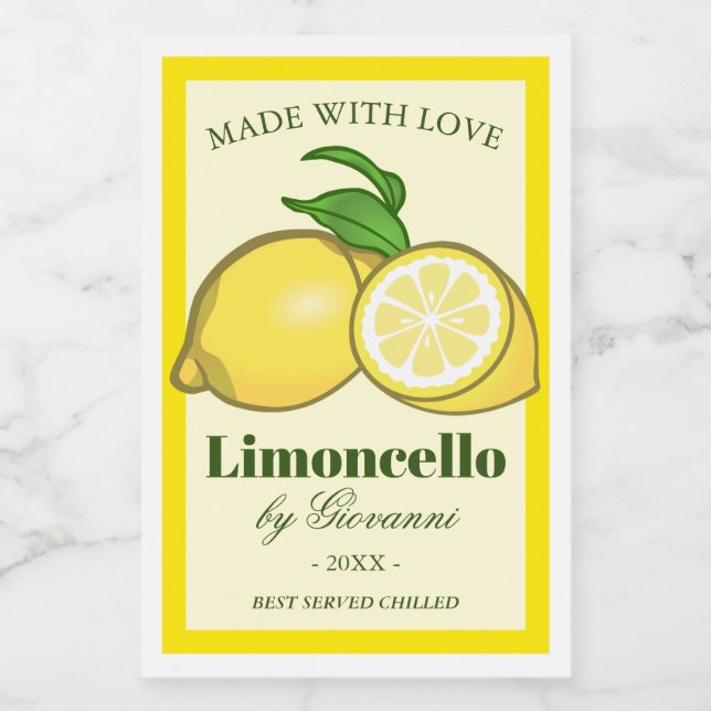 Limoncello Likör | Limoncino Citroner Mat Etikett (Singel etikett)