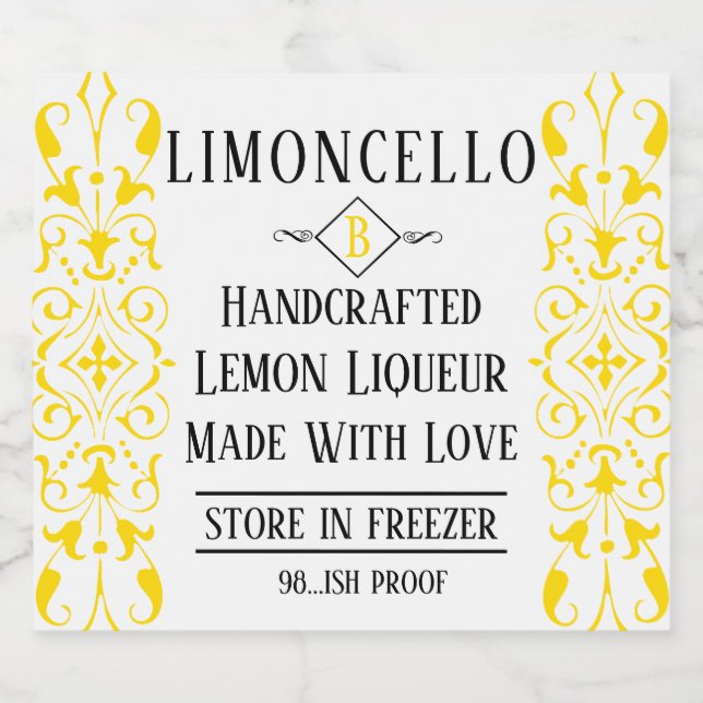 Limoncello Liqueur Finare Bröllop Guest Favoriter Spritflaskor Etikett (Enkel etikett)