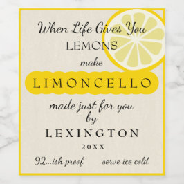 Limoncello när du bor Ge leemons Homemade Vinflaska Etikett