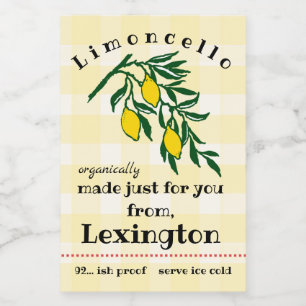 Limoncello Organic Lemons Flaska-etikett Mat Etikett