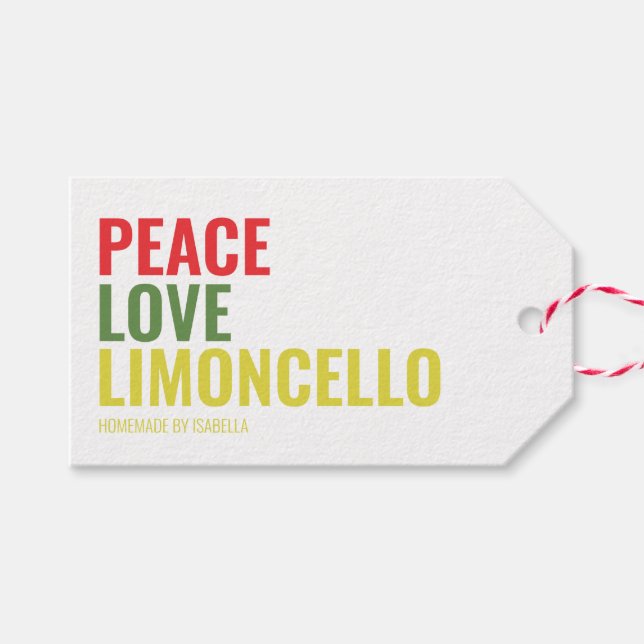 Limoncello Peace Kärlek och Limoncello Gift Märkre Presentetikett (Framsidan (Horizontal))