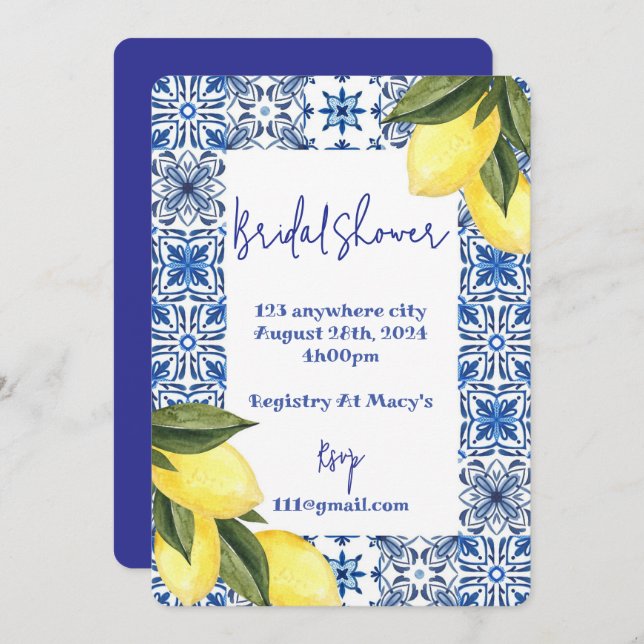 LIMONCELLO SOMMER INBJUDNINGSKORT FÖR MÖHIPPAN (Fram/baksida)