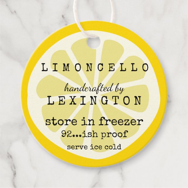 Limoncello Trendig Lemon Slice för Flaska Gåvor Etiketter (Framsida)
