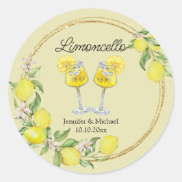 limoncello vattencolor lemon cocktail bröllop runt klistermärke
