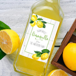 Limoncello vattencolor lemons rustic script namn vinetikett