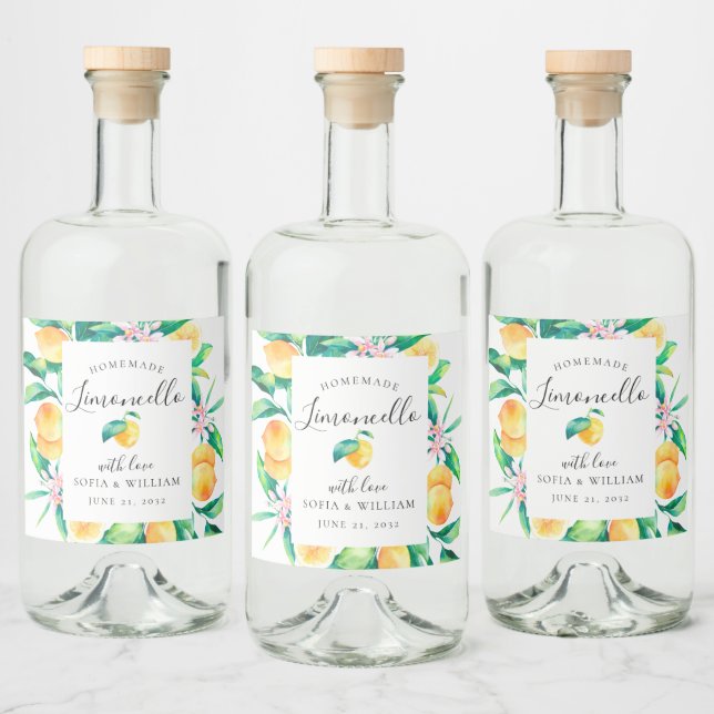 Limoncello Vattenfärg Citroner Spritflaska Etikett (Flaskor)