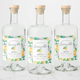 Limoncello Watercolor Lemons Liquor Flaska-etikett Spritflaskor Etikett