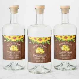 Limoncello Watercolor SunblommWood Spritflaskor Etikett