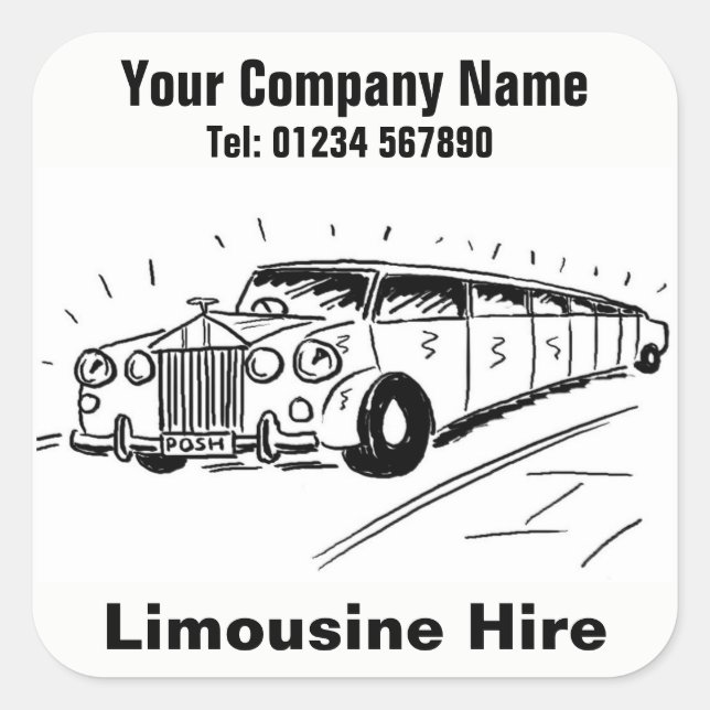 Limousine Car Hire Fyrkantigt Klistermärke (Framsida)