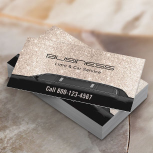 Limousine Luxury Limo & Car Service Guld Glitter Visitkort