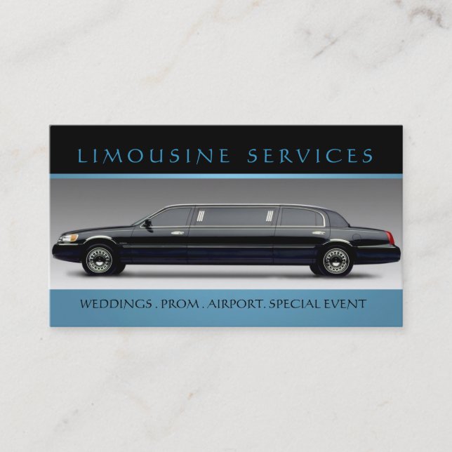 Limousiner, Limo Services, Affärskort av drivrutin Visitkort (Framsida)