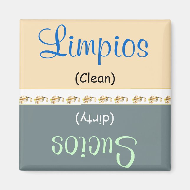 Limpios /Sucios Dishwasher /Lavaplatos Magnet (Framsidan)